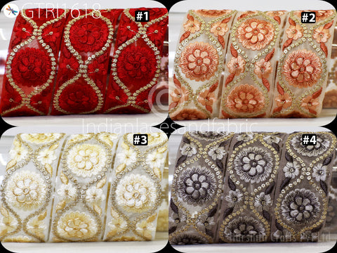 9 Yard Embroidery Fabric Trim Indian Sewing Embellishment Embroidered Saree Ribbon Crafting Border Wedding Dress Trimmings Cushion Covers