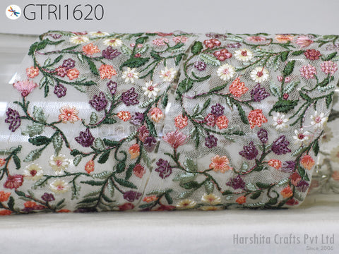 Embroidered Ribbons Trim By 3 Yard Indian Sari Border DIY Crafting Fabric Saree Sewing Decorative Beach Tote Bags Trimmings Home Decor