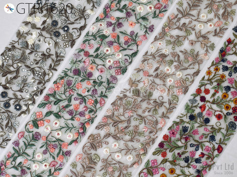 Embroidered Ribbons Trim By 3 Yard Indian Sari Border DIY Crafting Fabric Saree Sewing Decorative Beach Tote Bags Trimmings Home Decor