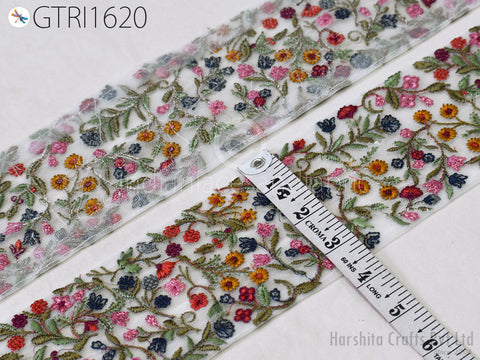 Embroidered Ribbons Trim By 3 Yard Indian Sari Border DIY Crafting Fabric Saree Sewing Decorative Beach Tote Bags Trimmings Home Decor