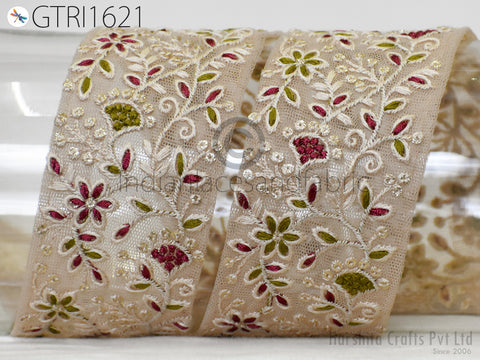 Indian Ribbon Trim By 3 Yard Sari Border DIY Crafting Sewing Fabric Embroidered Decorative Costumes Cushion Curtain Home Decor Trimming