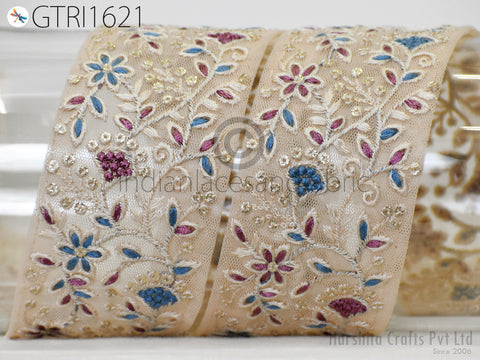 Indian Ribbon Trim By 3 Yard Sari Border DIY Crafting Sewing Fabric Embroidered Decorative Costumes Cushion Curtain Home Decor Trimming