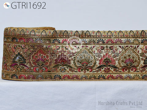 Indian Embroidery Fabric Trim By 2 Yard Embroidered Decorative Laces Sari Border Saree Ribbon Sewing Tape Curtains Home Decor DIY Crafting