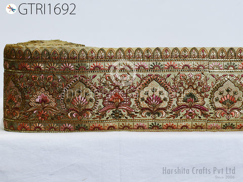 Indian Embroidery Fabric Trim By 2 Yard Embroidered Decorative Laces Sari Border Saree Ribbon Sewing Tape Curtains Home Decor DIY Crafting