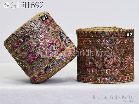 Indian Embroidery Fabric Trim By 2 Yard Embroidered Decorative Laces Sari Border Saree Ribbon Sewing Tape Curtains Home Decor DIY Crafting