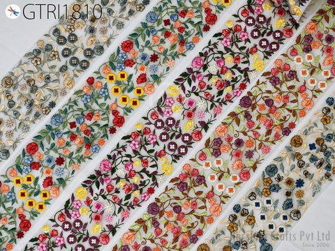 Embroidered Trim By 3 Yard Indian Lehenga Sari Border DIY Crafting Fabric Saree Sewing Decorative Beach Bags Trimmings Ribbons Home Decor