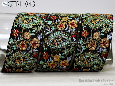 Indian Decorative Embroidery Fabric Trim By 3 Yard Embellishments Crafting Sewing Indian Sari Border Paisley Embroidered Clutches Ribbon