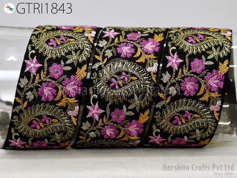 Indian Decorative Embroidery Fabric Trim By 3 Yard Embellishments Crafting Sewing Indian Sari Border Paisley Embroidered Clutches Ribbon