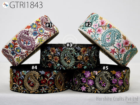 Indian Decorative Embroidery Fabric Trim By 3 Yard Embellishments Crafting Sewing Indian Sari Border Paisley Embroidered Clutches Ribbon