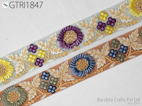 3 Yard Indian Trim Sari Border DIY Crafting Ribbon Sewing Fabric Embroidered Decorative Costumes Cushion Curtain Home Decor Trimming
