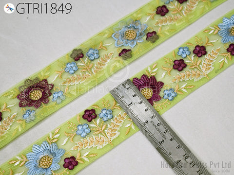 Indian Embroidered Fabric Trim By 3 Yard Embellishment Saree Ribbon Sewing Crafting Embroidery Border Wedding Dress Trimmings Cushion Covers