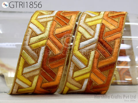 Indian Ribbon Trim By 3 Yard Sari Border DIY Crafting Sewing Fabric Embroidered Decorative Costumes Cushion Curtain Home Decor Trimming.