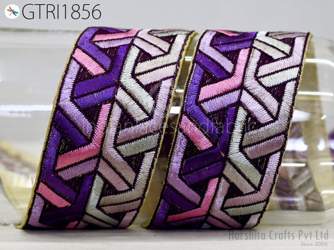 Indian Ribbon Trim By 3 Yard Sari Border DIY Crafting Sewing Fabric Embroidered Decorative Costumes Cushion Curtain Home Decor Trimming.