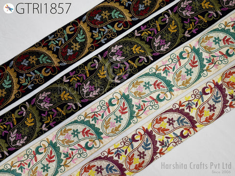 Embroidered Fabric Trim By 3 Yard Embroidery Embellishment Sewing Costume Cushion DIY Ribbon Sewing Crafting Border Indian Wedding Dress Lace