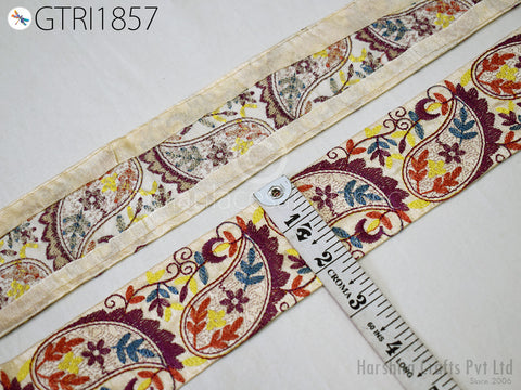 Embroidered Fabric Trim By 3 Yard Embroidery Embellishment Sewing Costume Cushion DIY Ribbon Sewing Crafting Border Indian Wedding Dress Lace