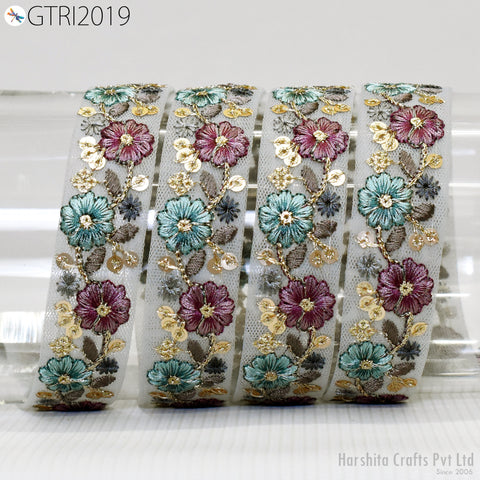 9 Yard Indian Embroidered Trim Sari Fabric Gift Wrapping Ribbon Embellishment Sewing DIY Crafting Border Embroidery Cushions Lace Home Decor