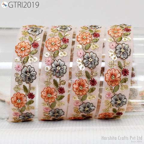9 Yard Indian Embroidered Trim Sari Fabric Gift Wrapping Ribbon Embellishment Sewing DIY Crafting Border Embroidery Cushions Lace Home Decor