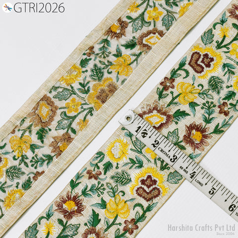 3 Yard Embroidered Fabric Trims Indian Embroidery Sari Border Laces Ribbon Decorative Sewing Craft Saree Dresses Trimmings Home Decor