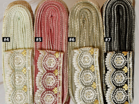 Decorative Embroidered Saree Border Wedding Sari Borders Cushions cover Crafting Trim by 3 yard Hat Making Tape Embellishments Indian Wear Lace Decorative Costume Trimming Garment Accessories