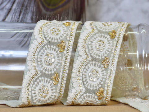Decorative Embroidered Saree Border Wedding Sari Borders Cushions cover Crafting Trim by 3 yard Hat Making Tape Embellishments Indian Wear Lace Decorative Costume Trimming Garment Accessories