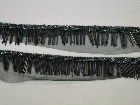 Fringe Indian Beaded Fringe Lace Trim By The Yard Costume Wedding Dresses Ribbon Bridal Belt Sashes Decorative Bugle Beads Costume Designing Festive Wear For Lehengas Sewing Border Clothing Accessories