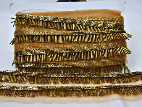Beautiful Stunning Stylish Borders Indian Beaded Fringe Lace Trim By The Yard Costume Wedding Dresses Tape Boutique Material Ribbon Bridal Belt Sashes Accessories Draperies Decorative Crafting Sewing Sari Border