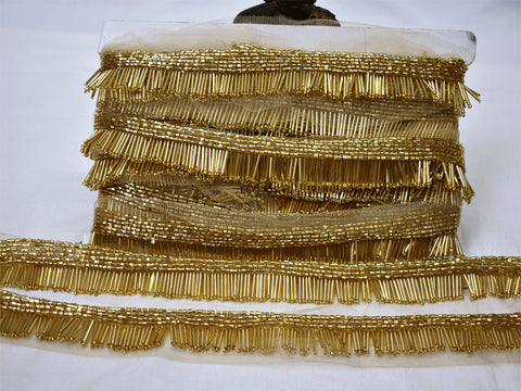 Beautiful Stunning Stylish Borders Indian Beaded Fringe Lace Trim By The Yard Costume Wedding Dresses Tape Boutique Material Ribbon Bridal Belt Sashes Accessories Draperies Decorative Crafting Sewing Sari Border