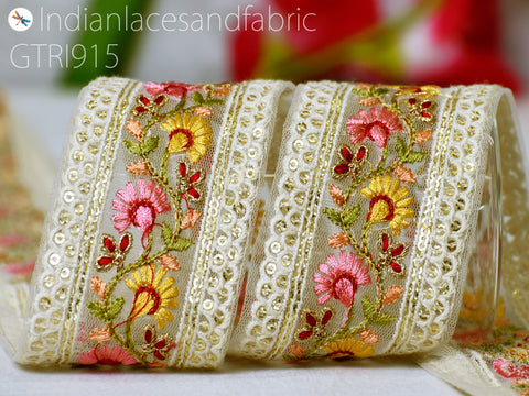9 Yard Indian Embroidery Trim Pillow Cover Embroidered Sari Border Embellishments Saree Ribbon Cushions Home Décor Sewing Crafting Curtain Trimmings
