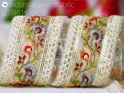9 Yard Indian Embroidery Trim Pillow Cover Embroidered Sari Border Embellishments Saree Ribbon Cushions Home Décor Sewing Crafting Curtain Trimmings