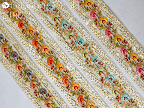9 Yard Indian Embroidery Trim Pillow Cover Embroidered Sari Border Embellishments Saree Ribbon Cushions Home Décor Sewing Crafting Curtain Trimmings