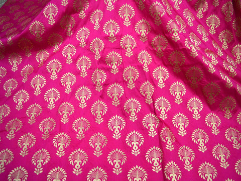 Indian Magenta Banaras Brocade by the Yard Fabric Banarasi Wedding Dress Bridal Costumes Blouses Home Decor Curtains Sewing Crafting Fabric