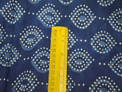 Indigo Indian Hand Block Printed Quilting Cotton Fabric by Yard Sewing Crafting Drapes Curtains Summer Women Apparel Table Placements Mats