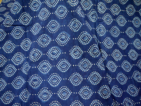 Indigo Indian Hand Block Printed Quilting Cotton Fabric by Yard Sewing Crafting Drapes Curtains Summer Women Apparel Table Placements Mats