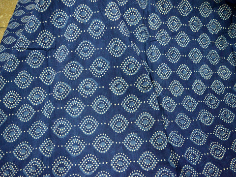 Indigo Indian Hand Block Printed Quilting Cotton Fabric by Yard Sewing Crafting Drapes Curtains Summer Women Apparel Table Placements Mats