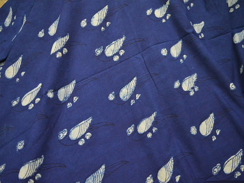 Indian Block Print Parrot Quilting Indigo Blue Cotton Fabric, vegetable dye fabric, summer dress fabric