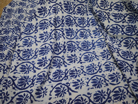 Quilting Indigo Blue Indian Hand Block Printed Cotton Fabric by Yard Sewing Crafting Drapes Curtain Summer Women Kids Apparel Nursery Skirts