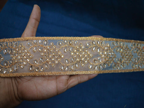 9 Yard Indian 6CM Laces Saree Border Ribbon Trim Beaded Copper Stone Metallic Embellishments Decorative Sari Crafting Sewing