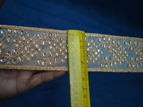 9 Yard Indian 6CM Laces Saree Border Ribbon Trim Beaded Copper Stone Metallic Embellishments Decorative Sari Crafting Sewing