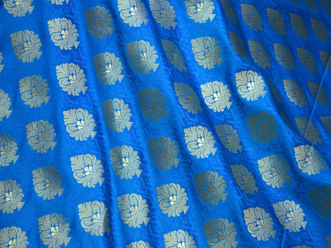 Latest Brocade Fabric, New Unique Design Brocade, Fabric Silk For Party Wear Dresses, Turquoise blue fabric