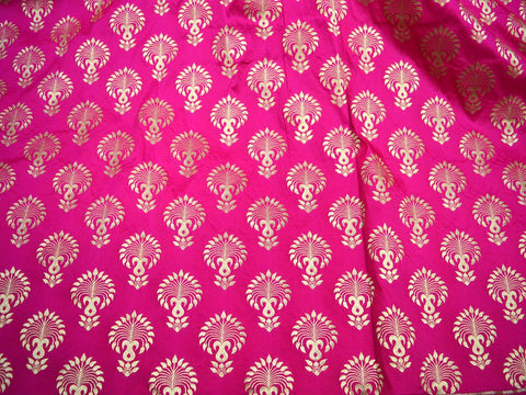 Indian Magenta Banaras Brocade by the Yard Fabric Banarasi Wedding Dress Bridal Costumes Blouses Home Decor Curtains Sewing Crafting Fabric