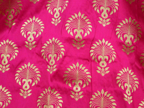 Indian Magenta Banaras Brocade by the Yard Fabric Banarasi Wedding Dress Bridal Costumes Blouses Home Decor Curtains Sewing Crafting Fabric