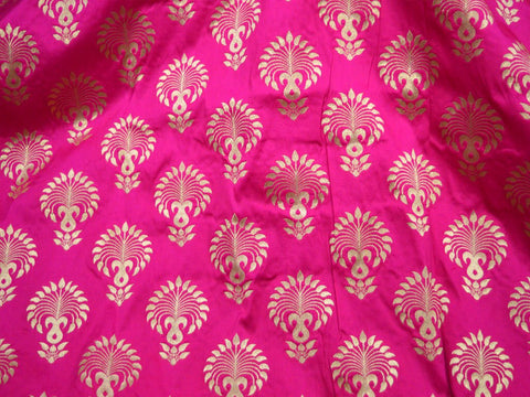 Indian Magenta Banaras Brocade by the Yard Fabric Banarasi Wedding Dress Bridal Costumes Blouses Home Decor Curtains Sewing Crafting Fabric