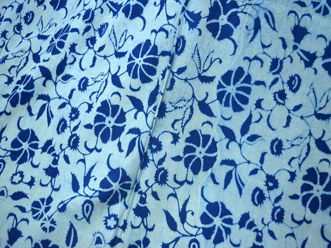 Indigo Blue Indian Hand Block Printed Quilting Floral Cotton Fabric by Yard Sewing Crafting Drapes Curtains Summer Women Kids Apparel Dress