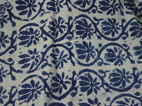Quilting Indigo Blue Indian Hand Block Printed Cotton Fabric by Yard Sewing Crafting Drapes Curtain Summer Women Kids Apparel Nursery Skirts