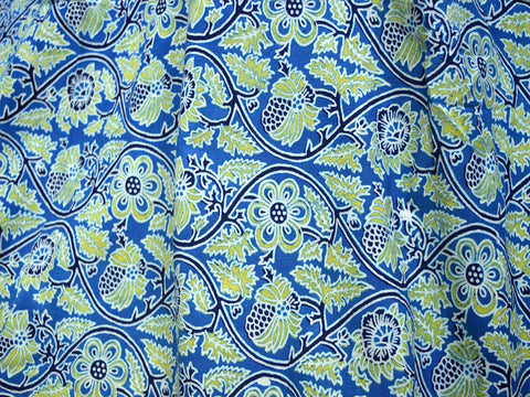 Blue Indian Floral Printed Fabric, Summer Dresses Soft Cotton, dress material, summer fabric, quilting fabric, dress material, block print fabric