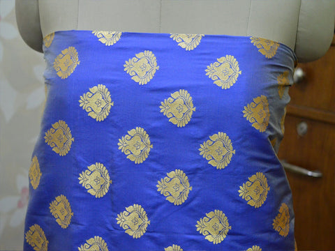 Blue Brocade Fabric by the yard Indian Fabric Banaras Brocade Bridal Wedding Dress Fabric Banarasi Fabric Blended brocade for lehenga