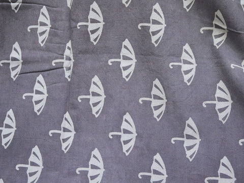 Printed Umbrella Pure Cotton Apparel fabric, grey Indian Cotton Fabric, designer cotton fabric
