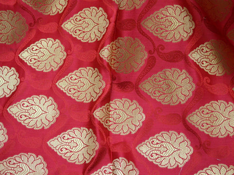 Indian Red Banaras Brocade Fabric, Brocade For Jacket, Evening Bags Brocade, Occasion Dress Brocade, Party Brocade Fabric