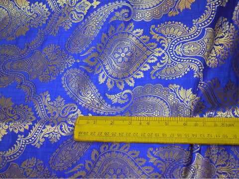 Brocade by the Yard Indian Royal Blue Brocade Wedding Dress crafting Sewing Curtains Home Decor Bridesmaid Lehenga Brocade banarasi fabric