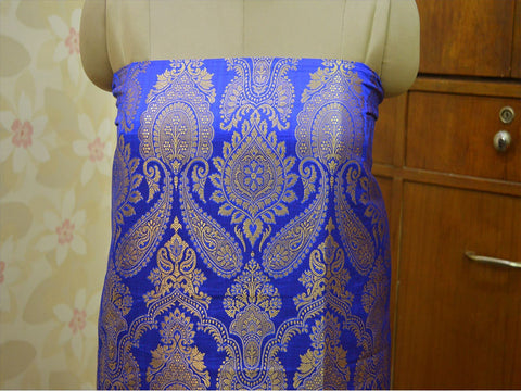 Brocade by the Yard Indian Royal Blue Brocade Wedding Dress crafting Sewing Curtains Home Decor Bridesmaid Lehenga Brocade banarasi fabric